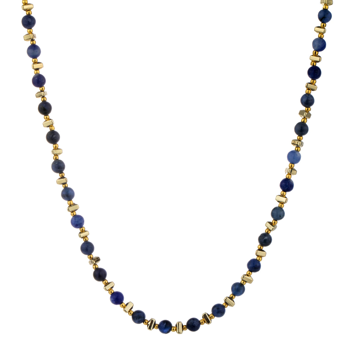 Rounded Bead Long Necklace - Navy