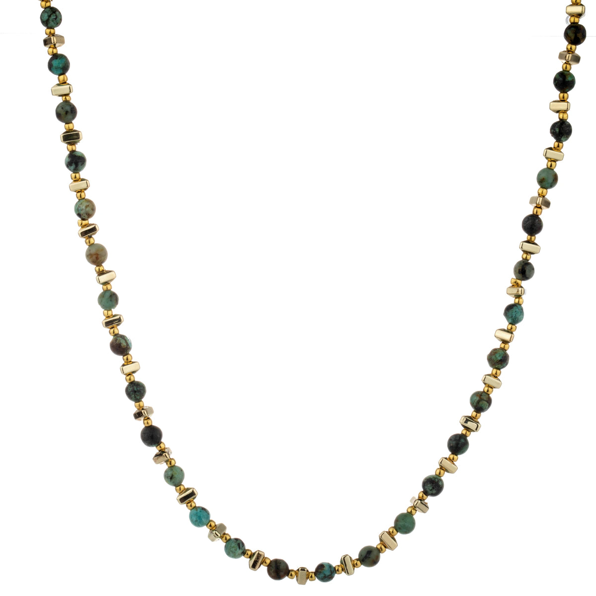 Rounded Bead Long Necklace - Green