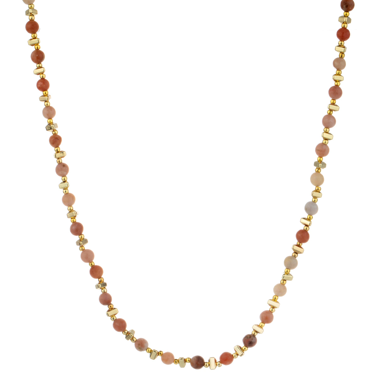 Rounded Bead Long Necklace - Coral