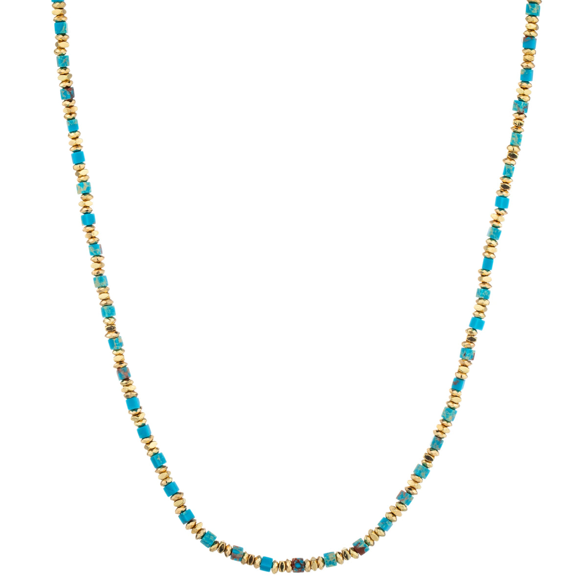 Faceted Bead Long Necklace - Turquoise