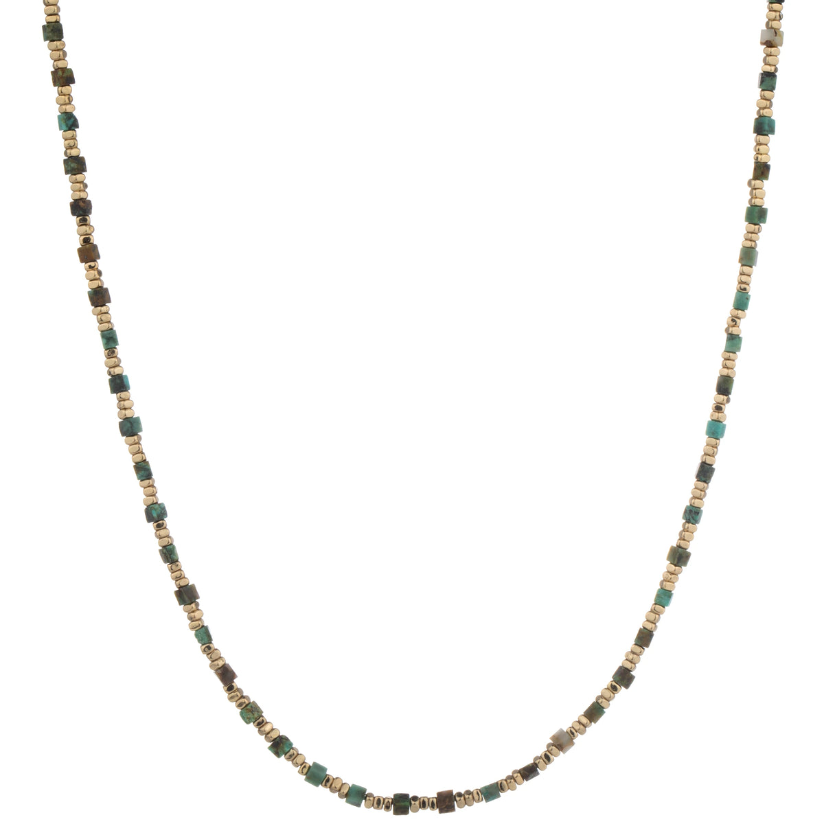Faceted Bead Long Necklace - Dark Green