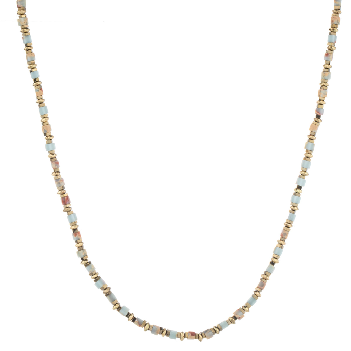 Faceted Bead Long Necklace - Ivory Mix