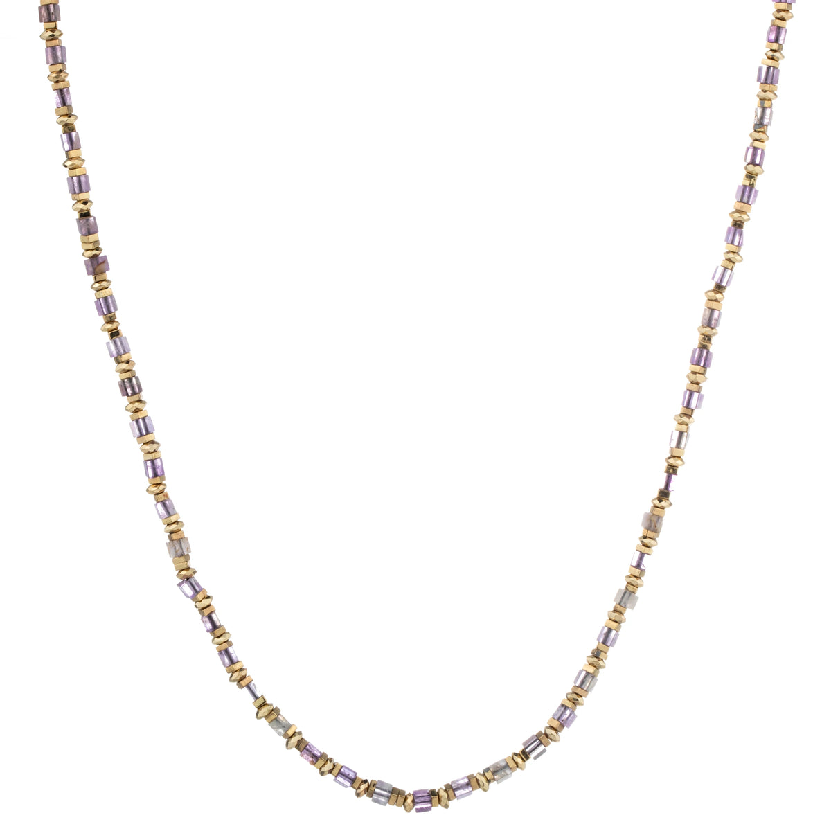 Faceted Bead Long Necklace - Lavender