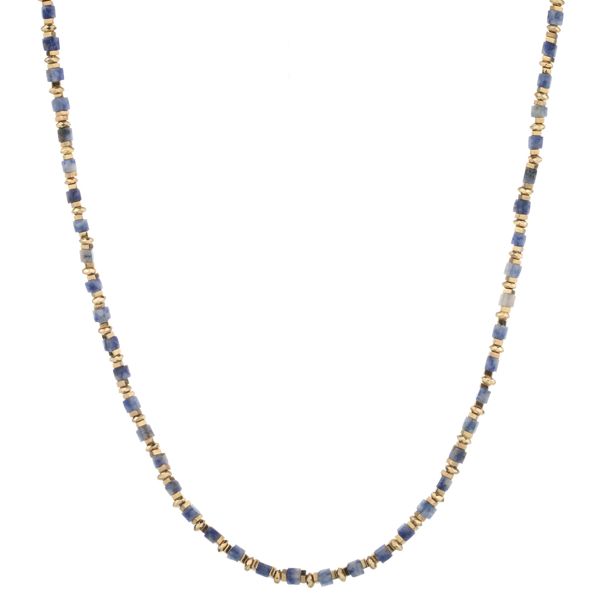Faceted Bead Long Necklace - Blue Gray