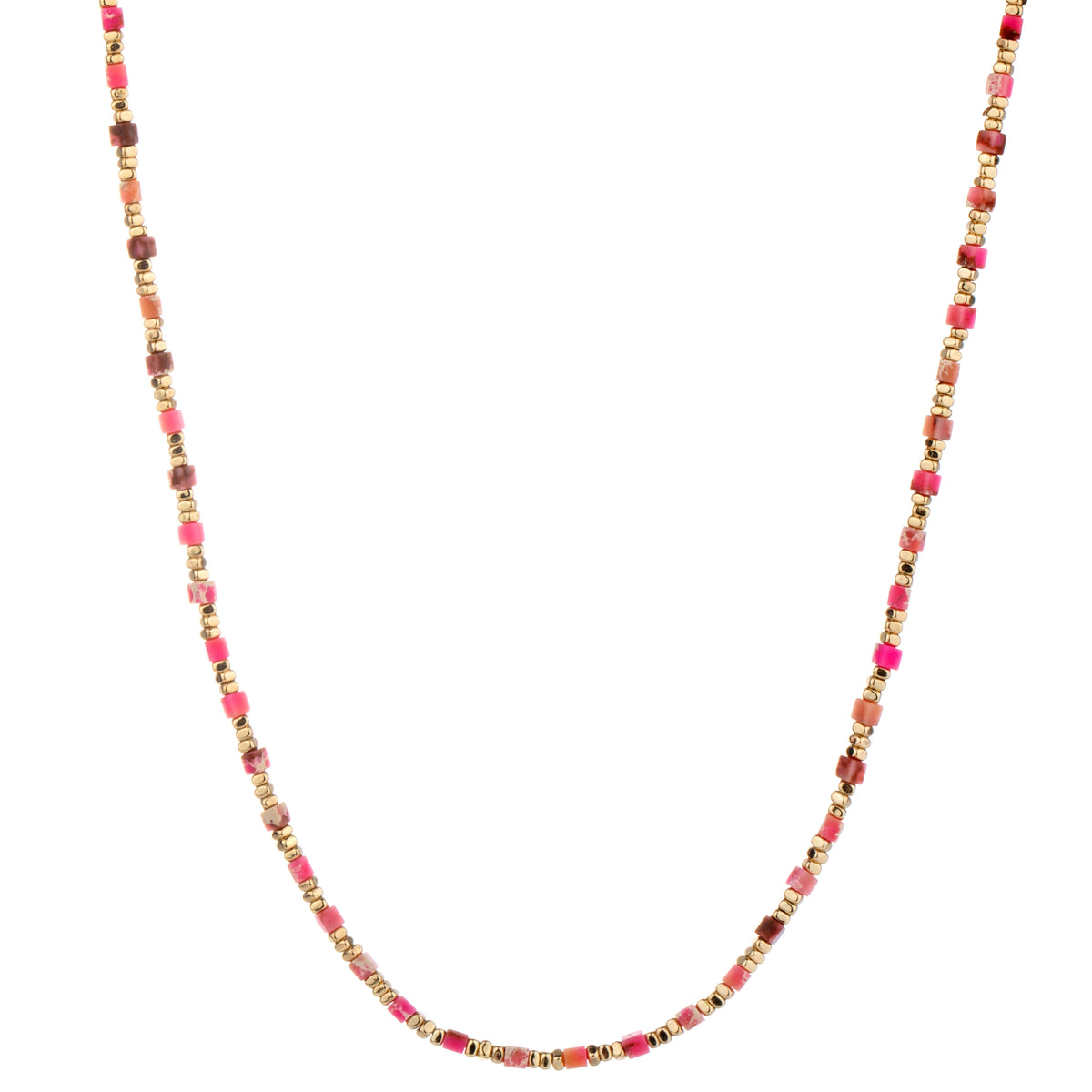 Faceted Bead Long Necklace - Pink Mix