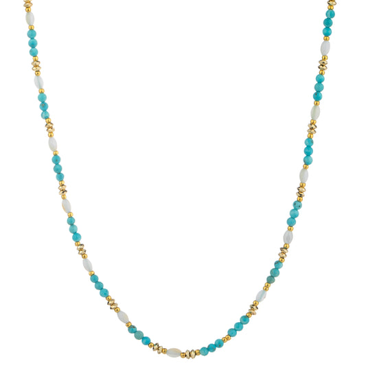 Color Mix Bead Long Necklace - Turquoise