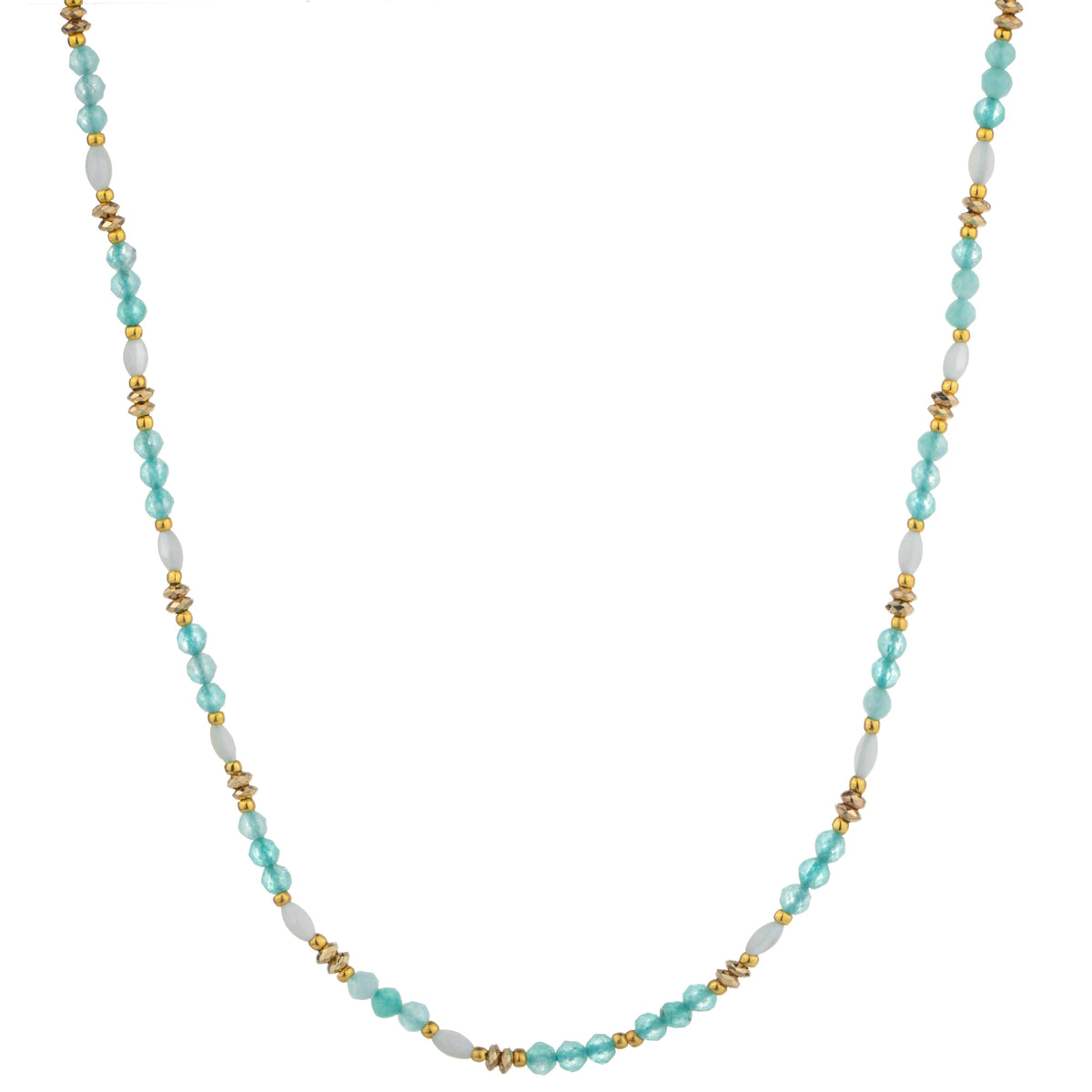 Color Mix Bead Long Necklace - Aqua