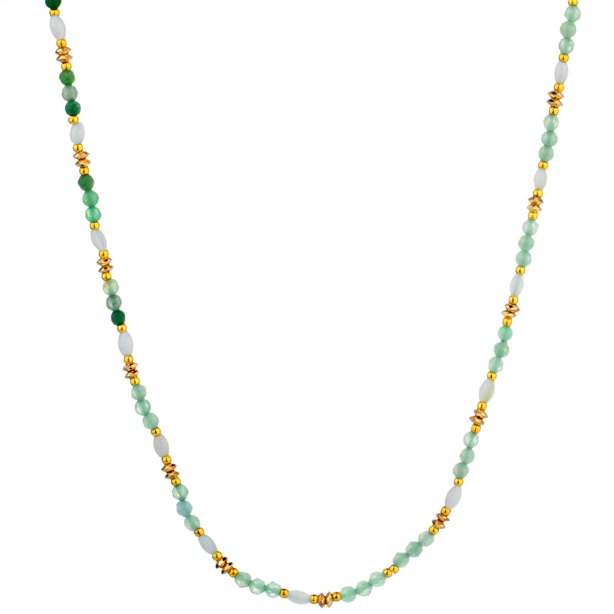 Color Mix Bead Long Necklace - Green Mix