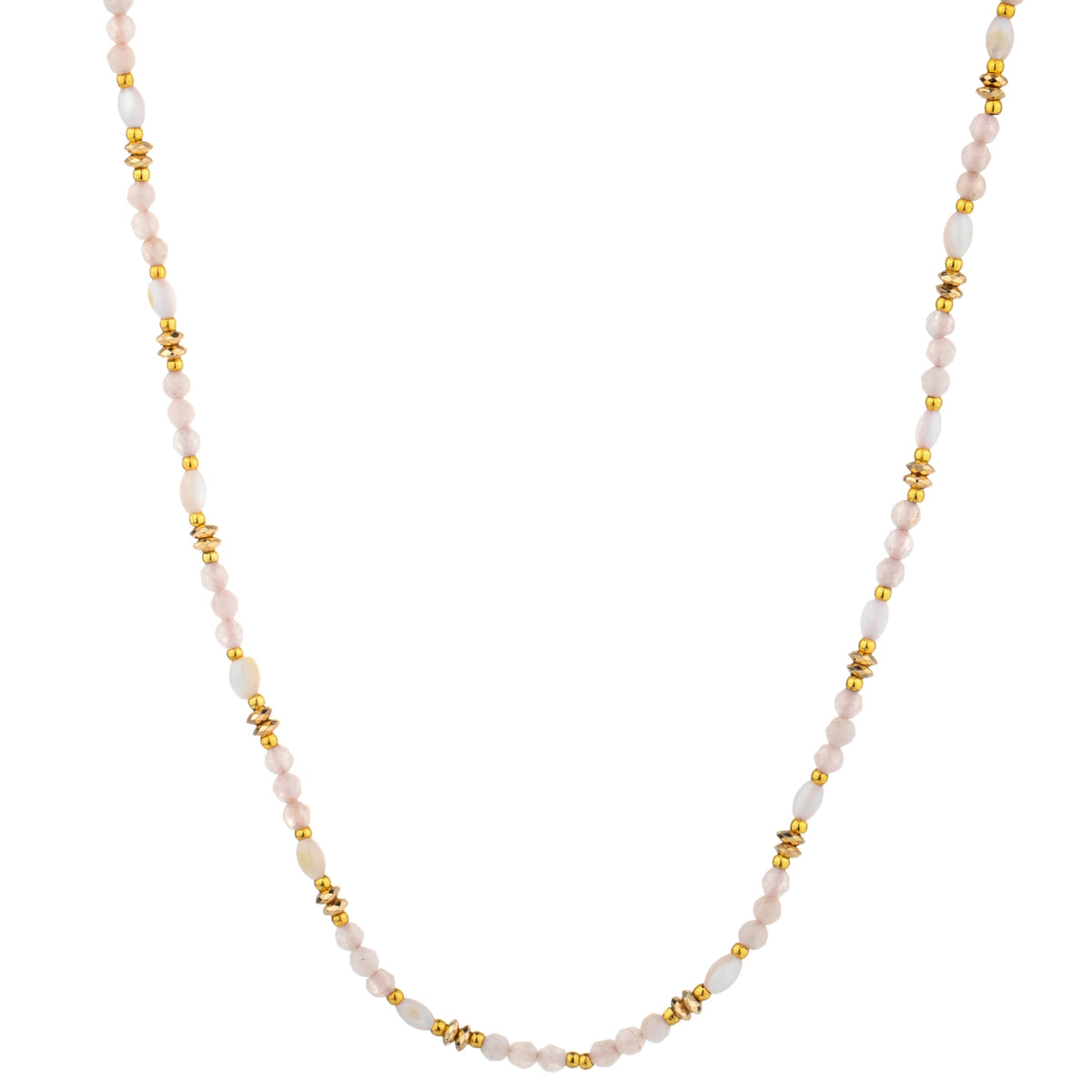 Color Mix Bead Long Necklace - Soft Pink