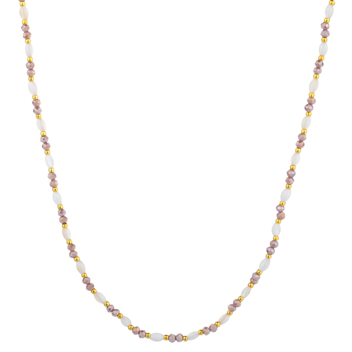 Color Mix Bead Long Necklace - Gray Pink