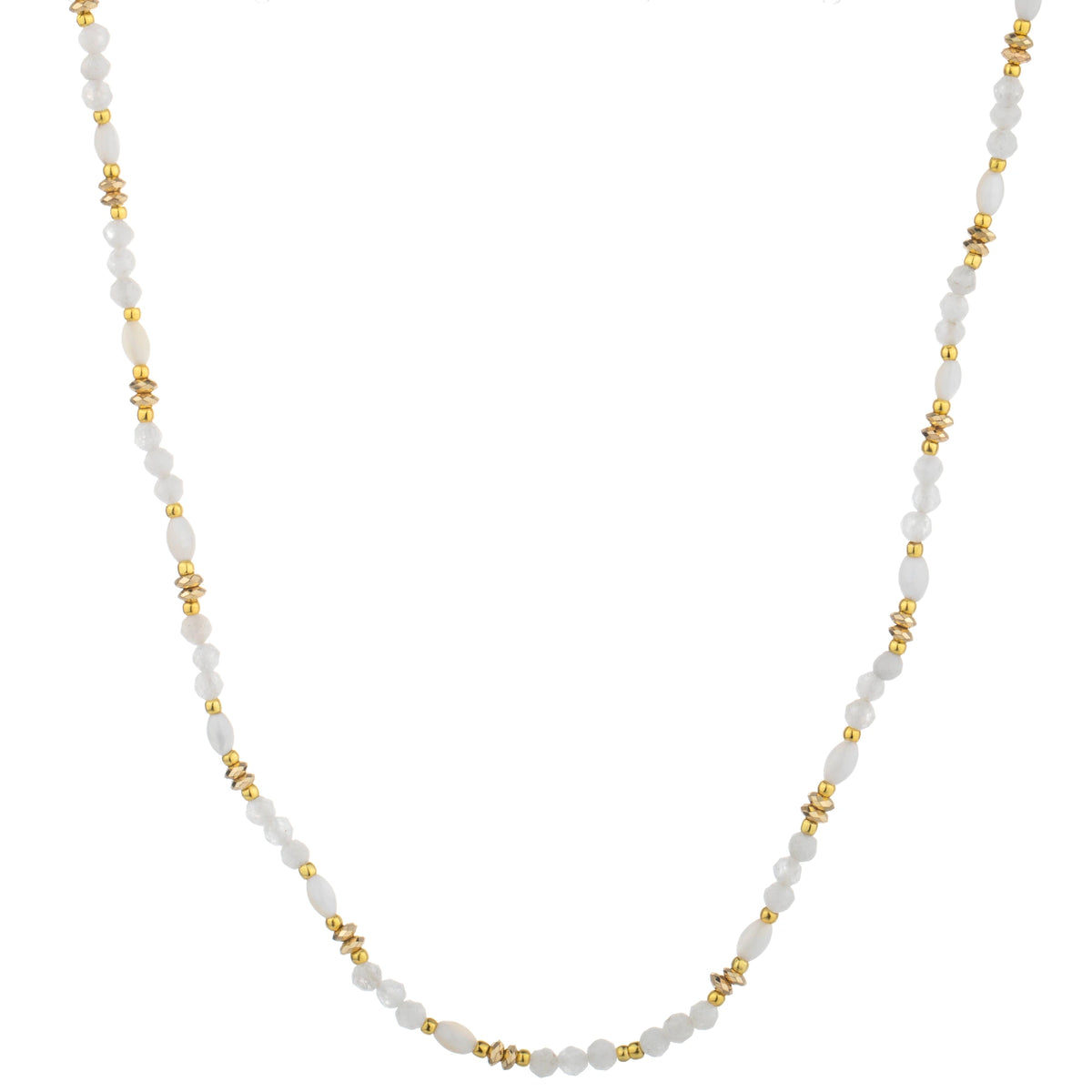 Color Mix Bead Long Necklace - White