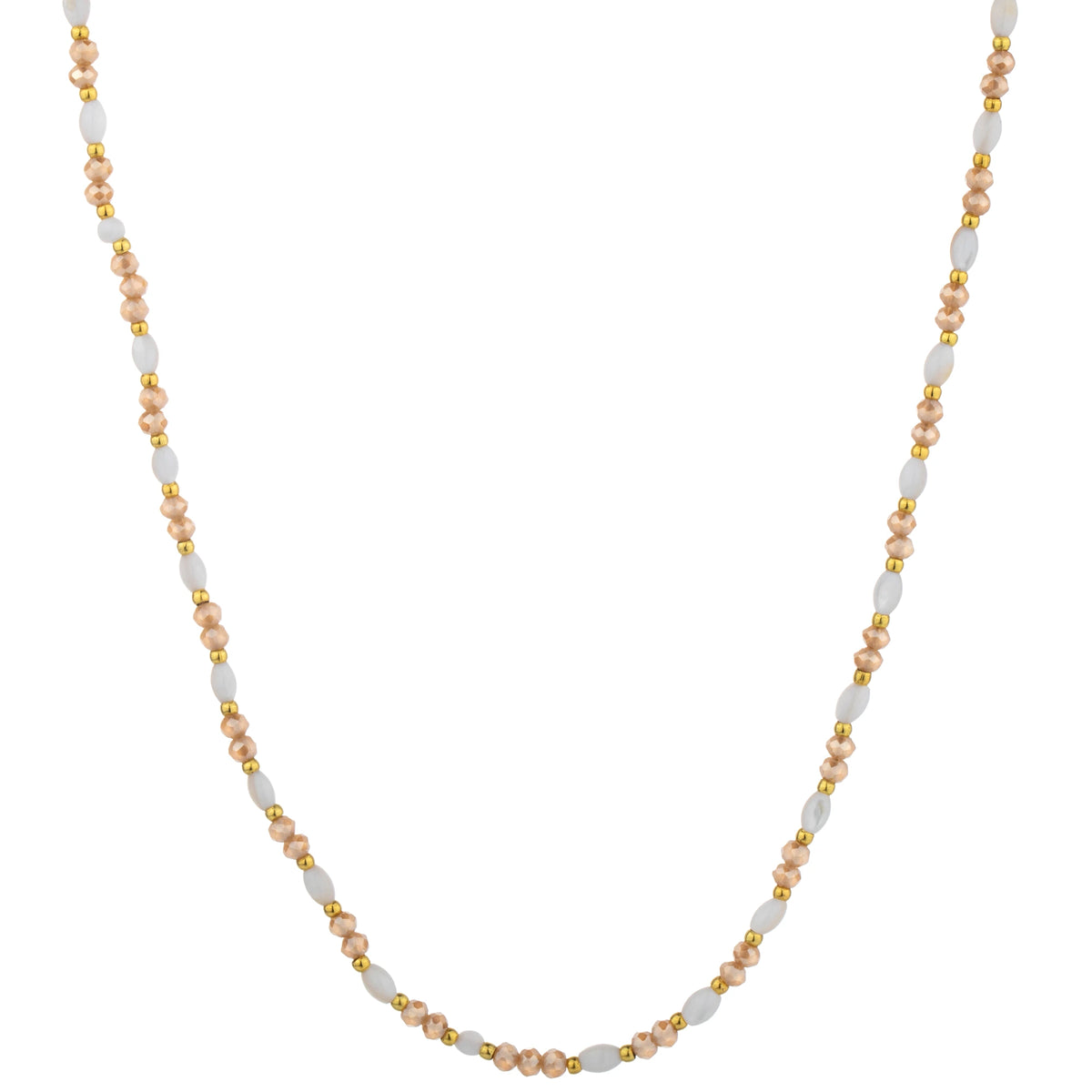 Color Mix Bead Long Necklace - Beige
