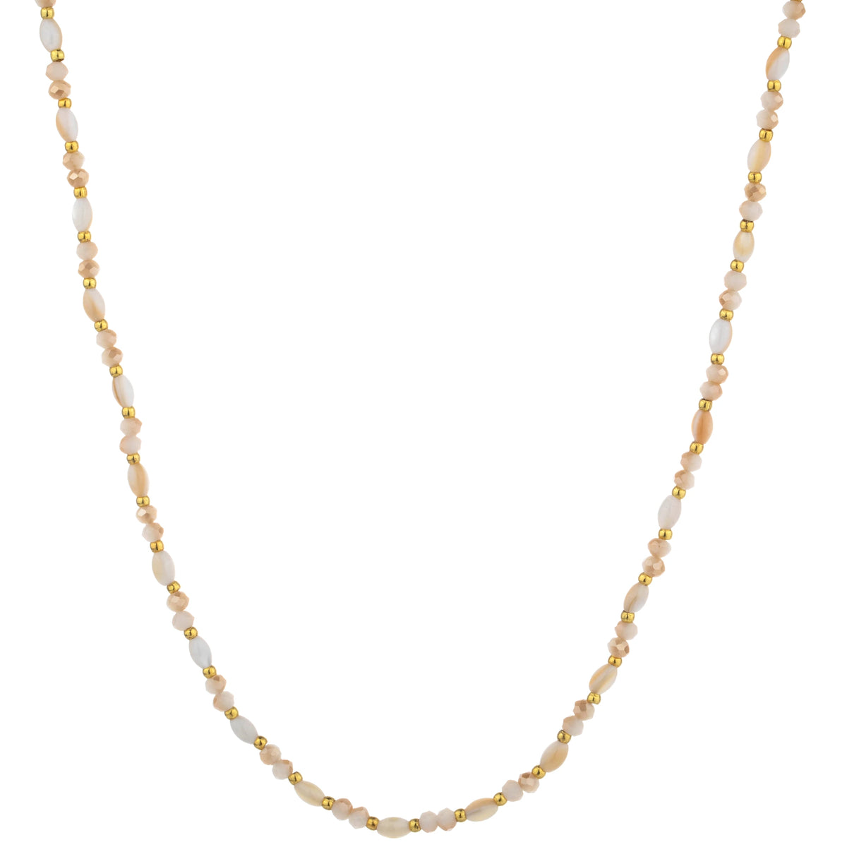 Color Mix Bead Long Necklace - Peach
