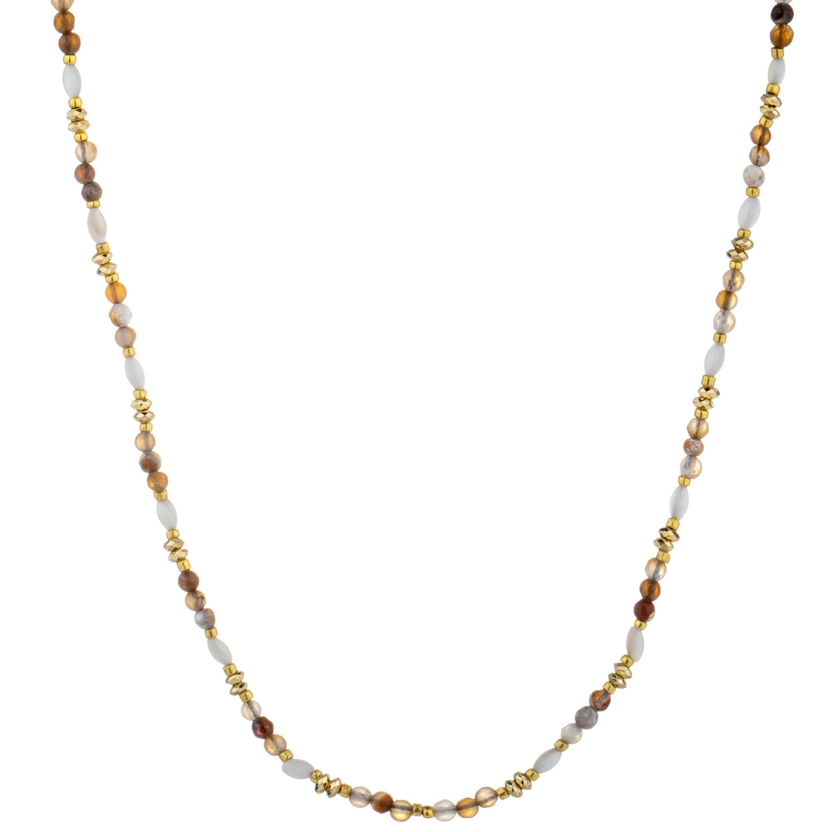 Color Mix Bead Long Necklace - Dark Brown