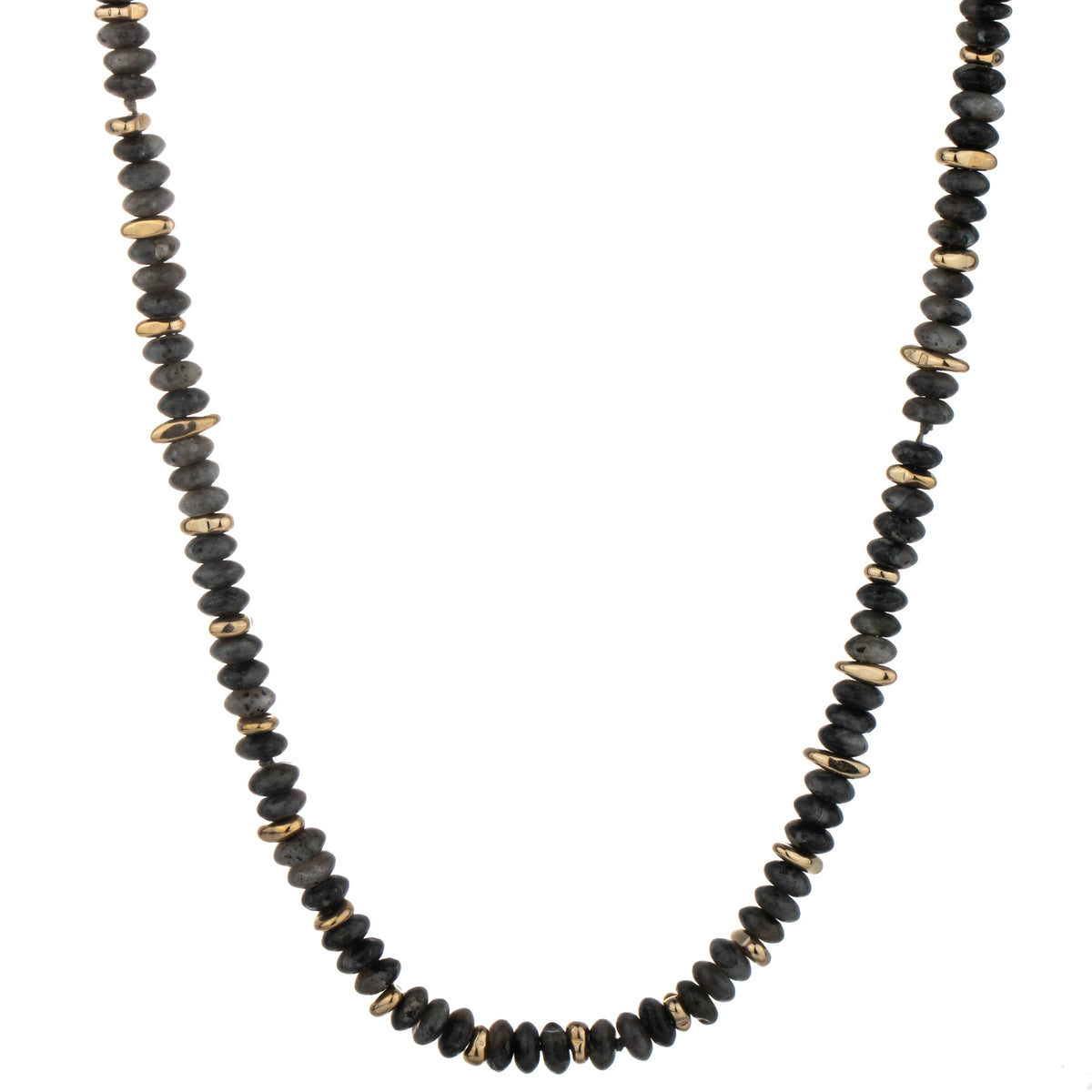 Chunky Disc Bead Long Necklace - Black
