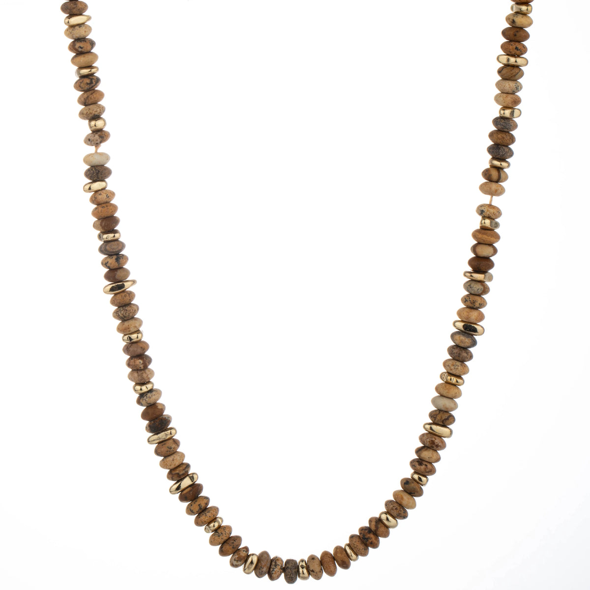 Chunky Disc Bead Long Necklace - Brown