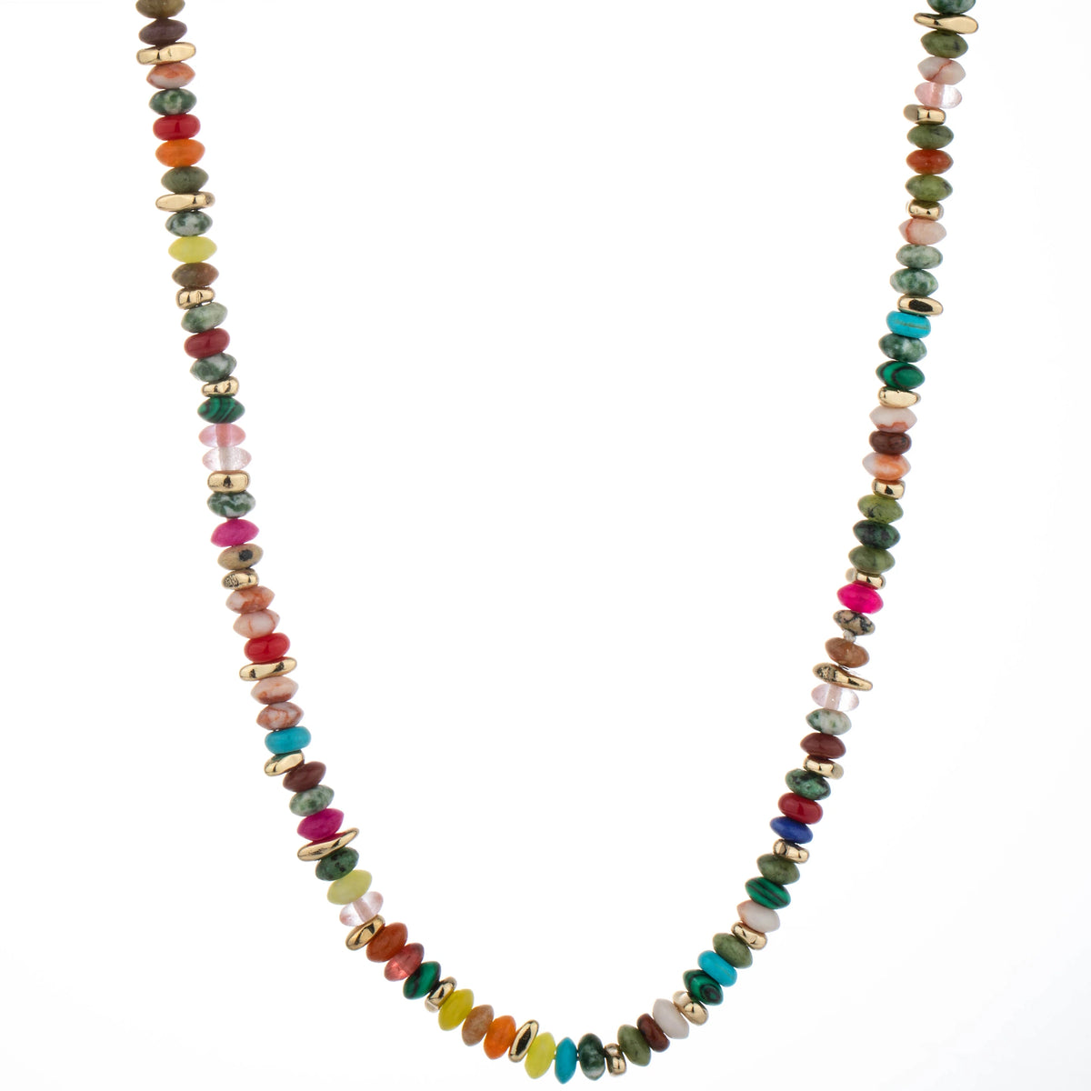 Chunky Disc Bead Long Necklace - Multicolor