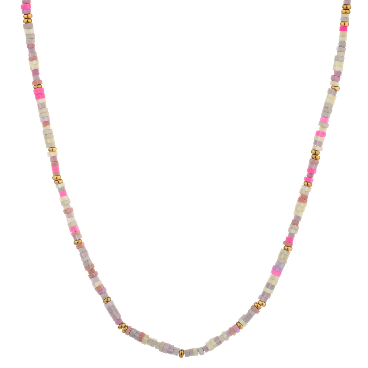 Faceted Bead Long Necklace - Pastel Pink