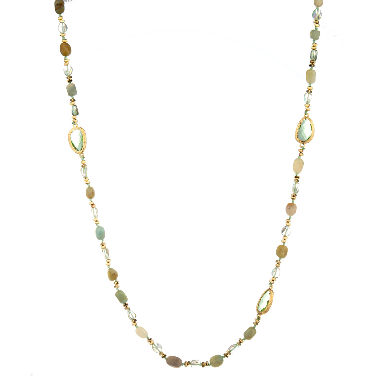 Mixed Oval Accent Long Necklace - Sage