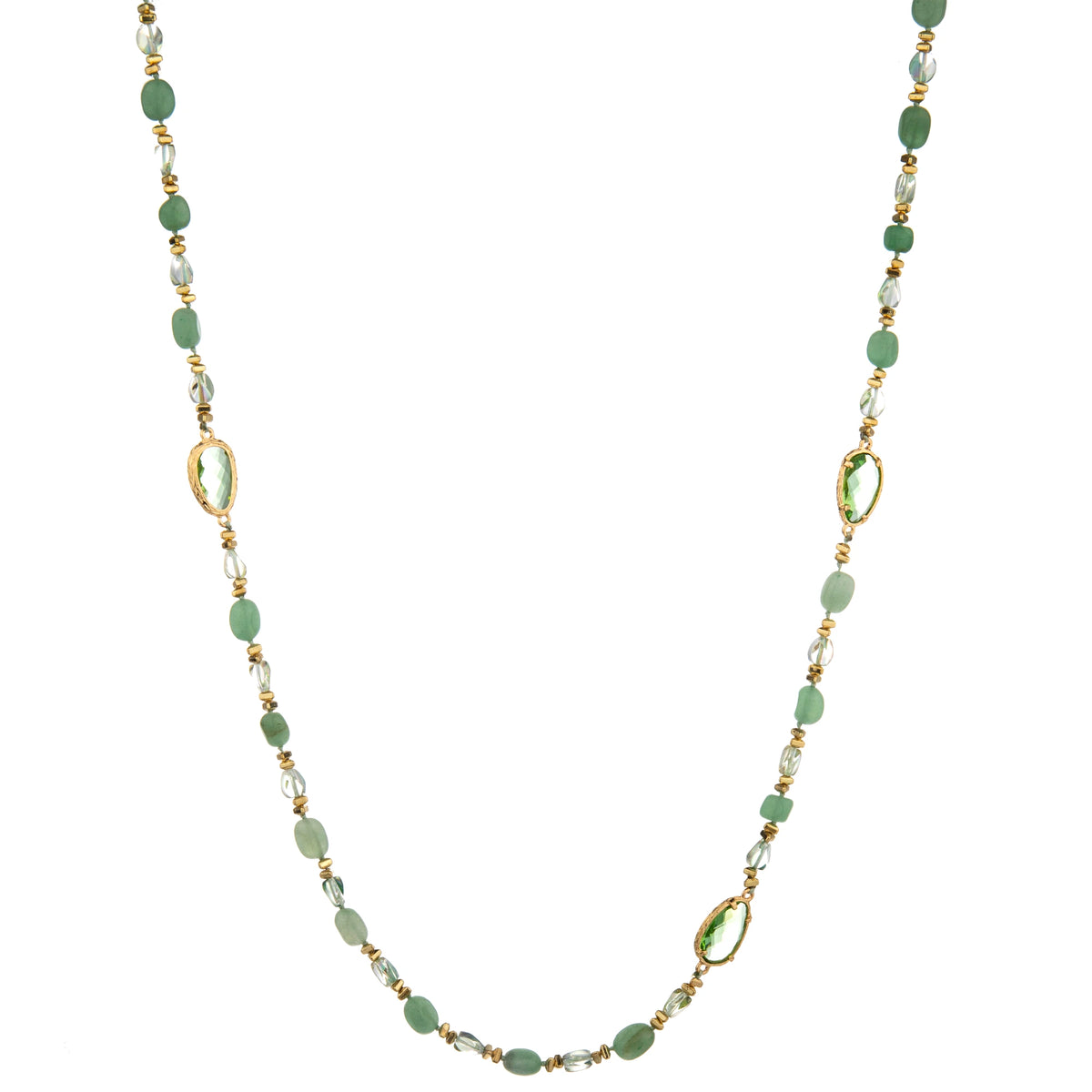 Mixed Oval Accent Long Necklace - Mint