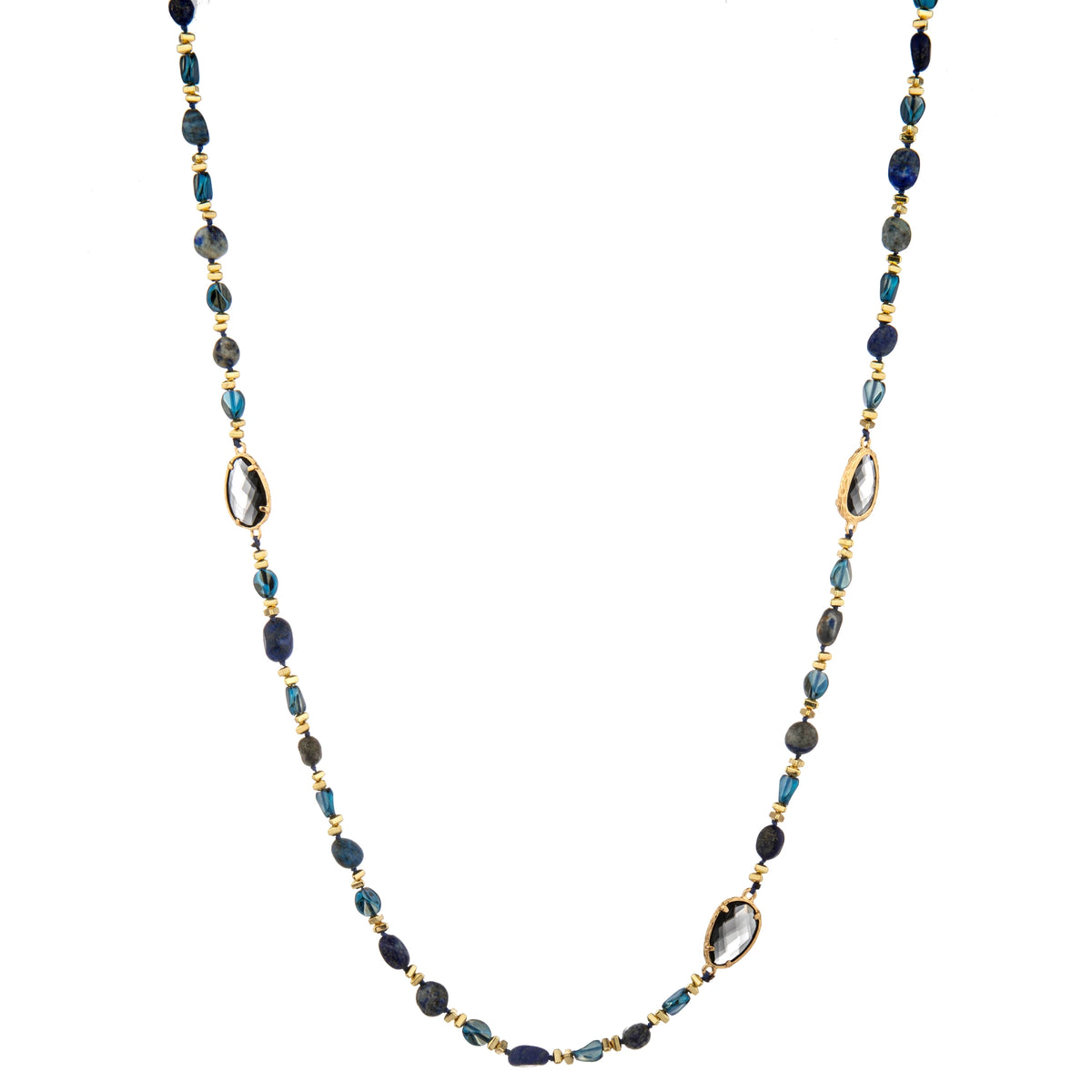 Mixed Oval Accent Long Necklace - Navy