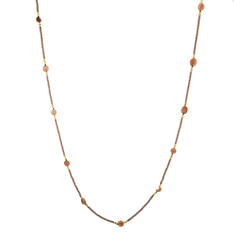 Minimal Station Bead Long Necklace