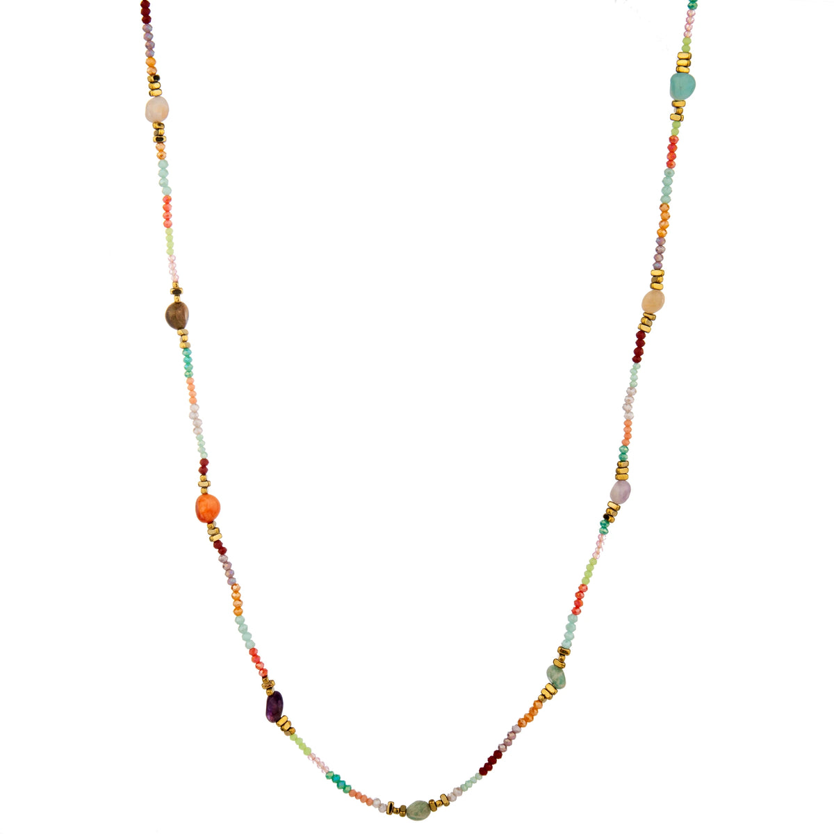 Minimal Station Bead Long Necklace - Multicolor
