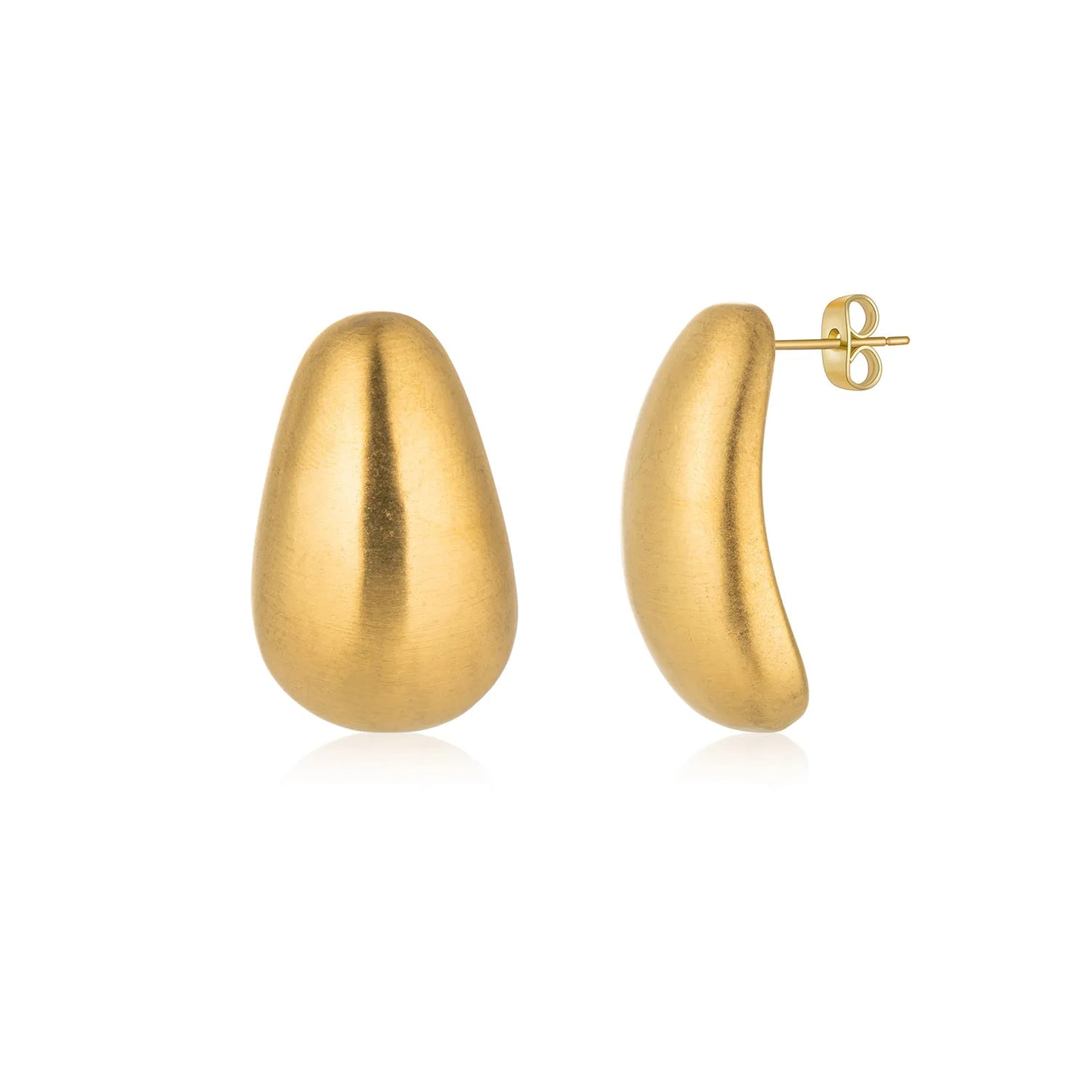 Brushed Pebble Stud Earrings – Gold Tone