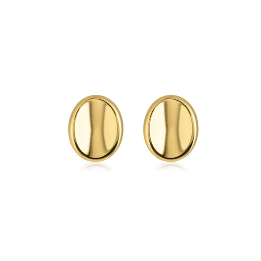 Oval Dome Statement Stud Earrings – Gold Tone