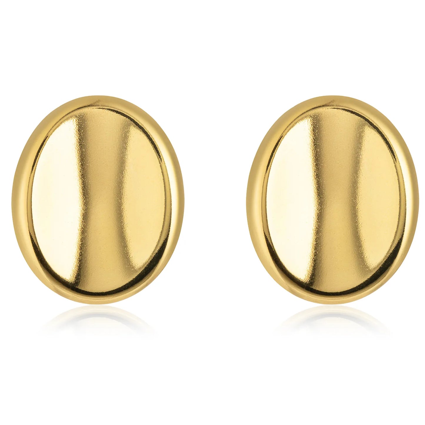 Oval Dome Statement Stud Earrings – Gold Tone