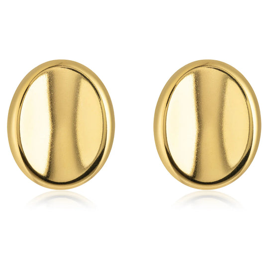 Oval Dome Statement Stud Earrings – Gold Tone