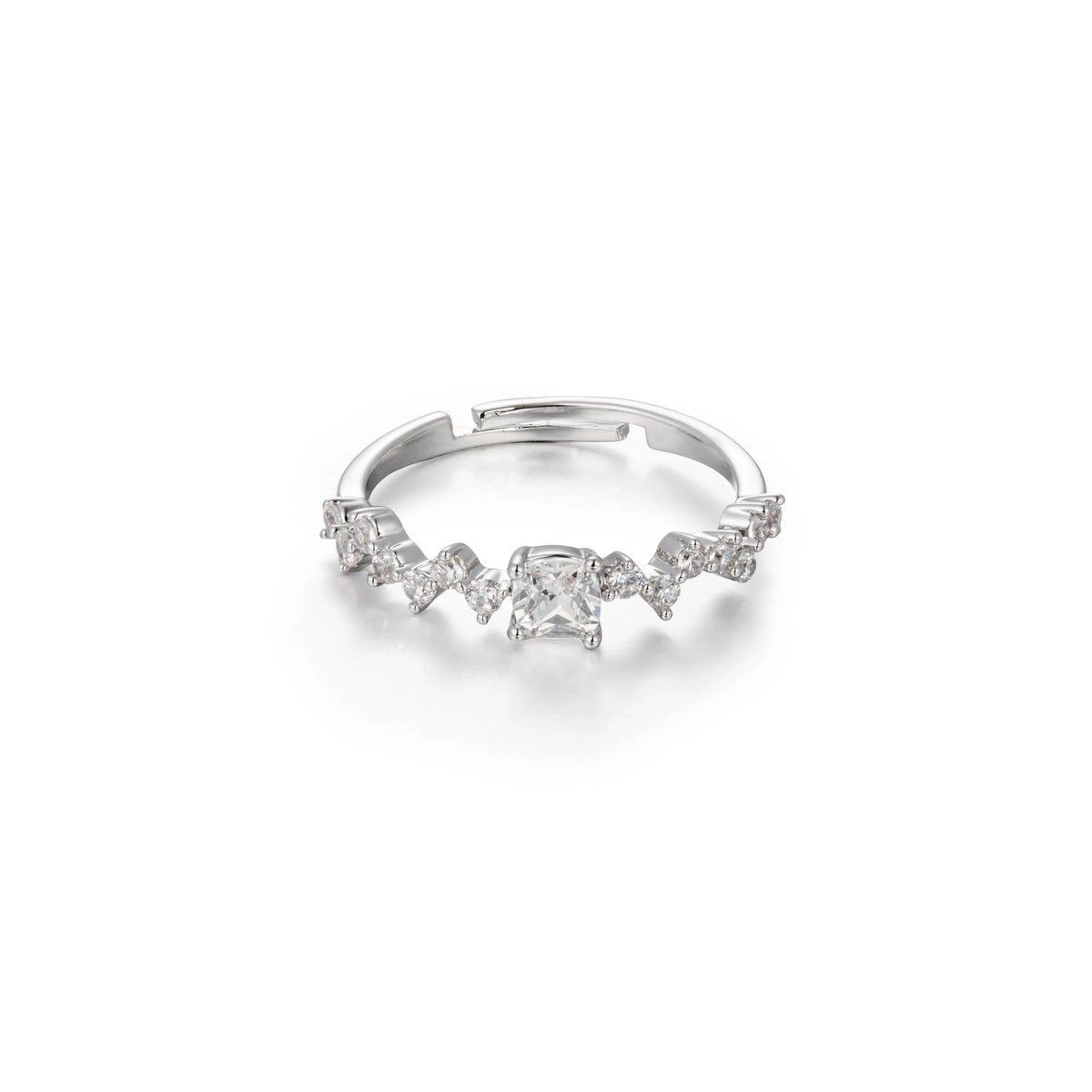 Silver-Tone Brass Cubic Zirconia Open Rings | 3 Styles