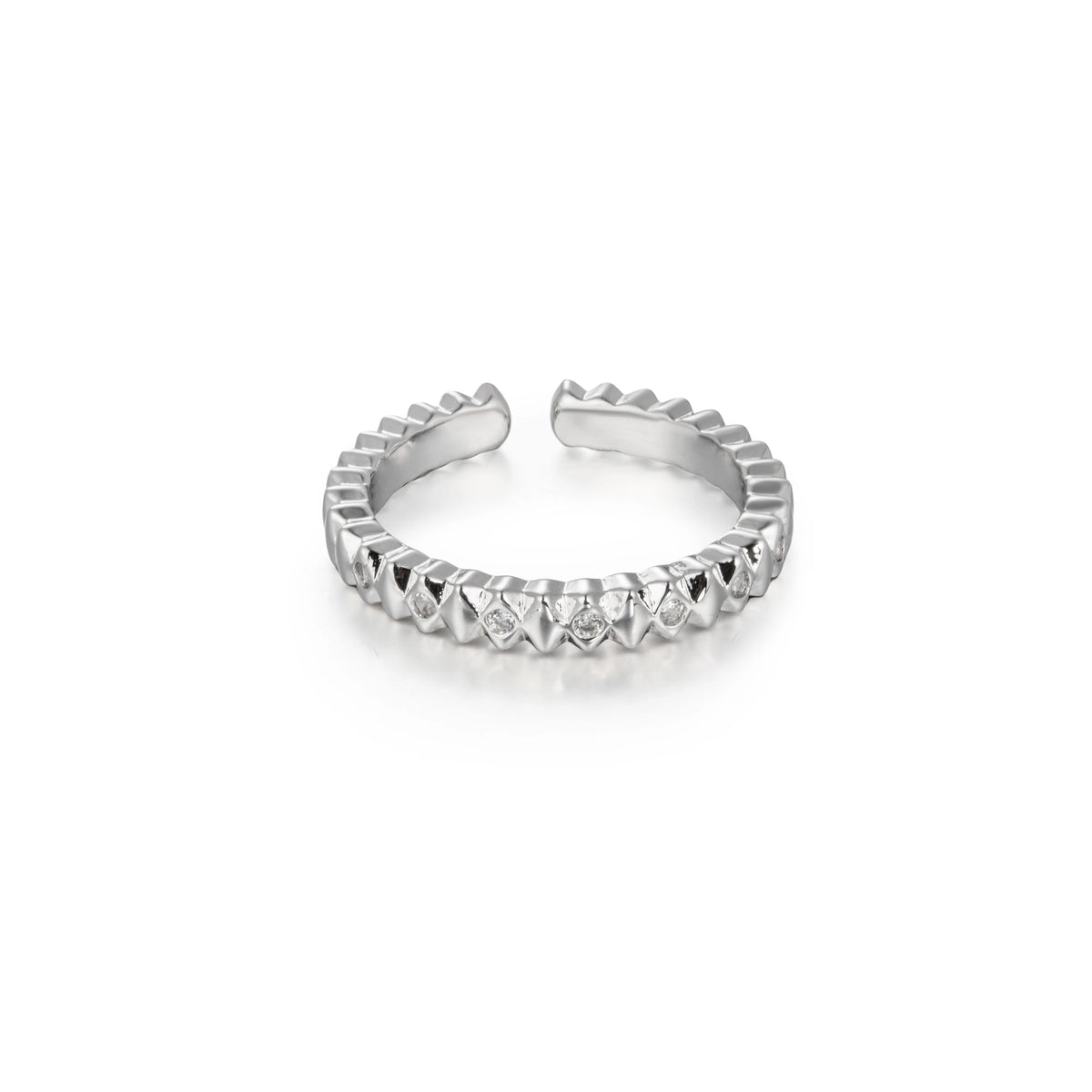 Silver-Tone Brass Geometric Open Rings | 4 Styles