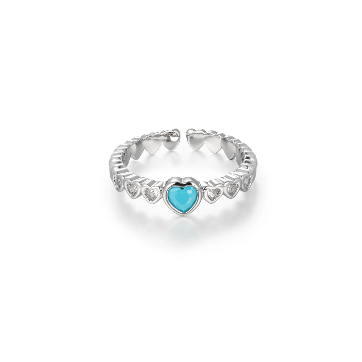 Silver-Tone Brass Open Heart Rings | 4 Styles