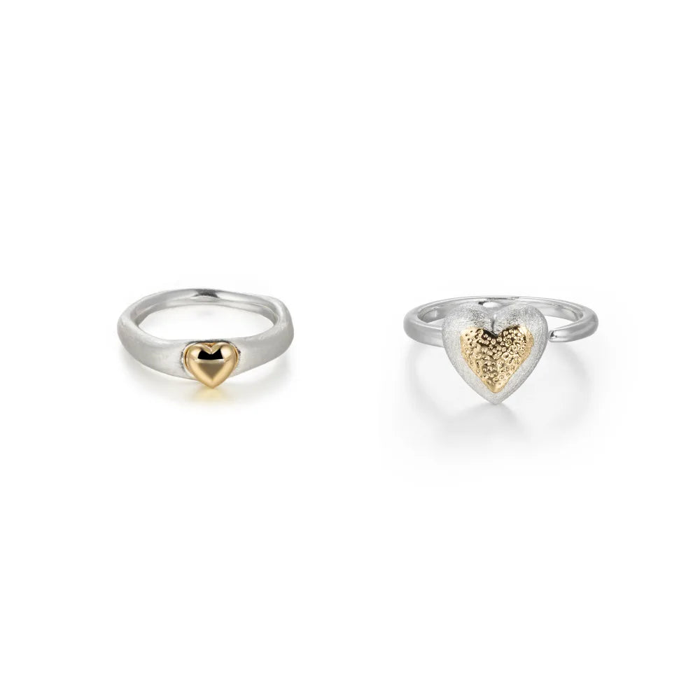 Two-Tone Brass Open Heart Rings | 2 Styles