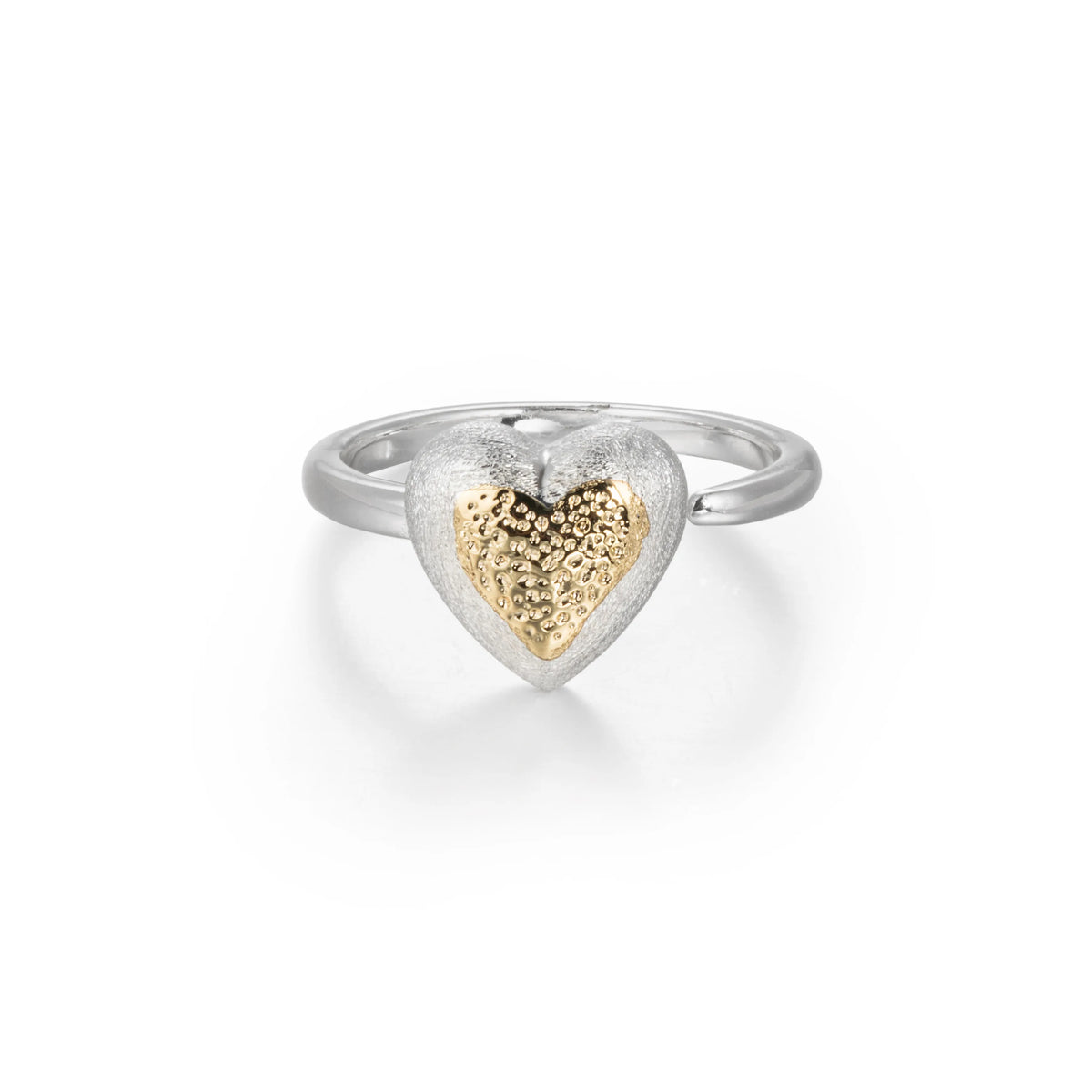 Two-Tone Brass Open Heart Rings | 2 Styles