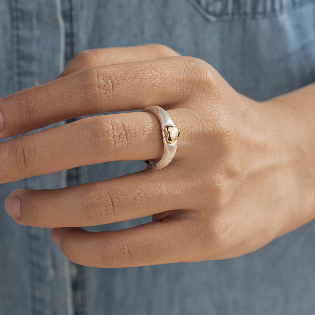Two-Tone Brass Open Heart Rings | 2 Styles