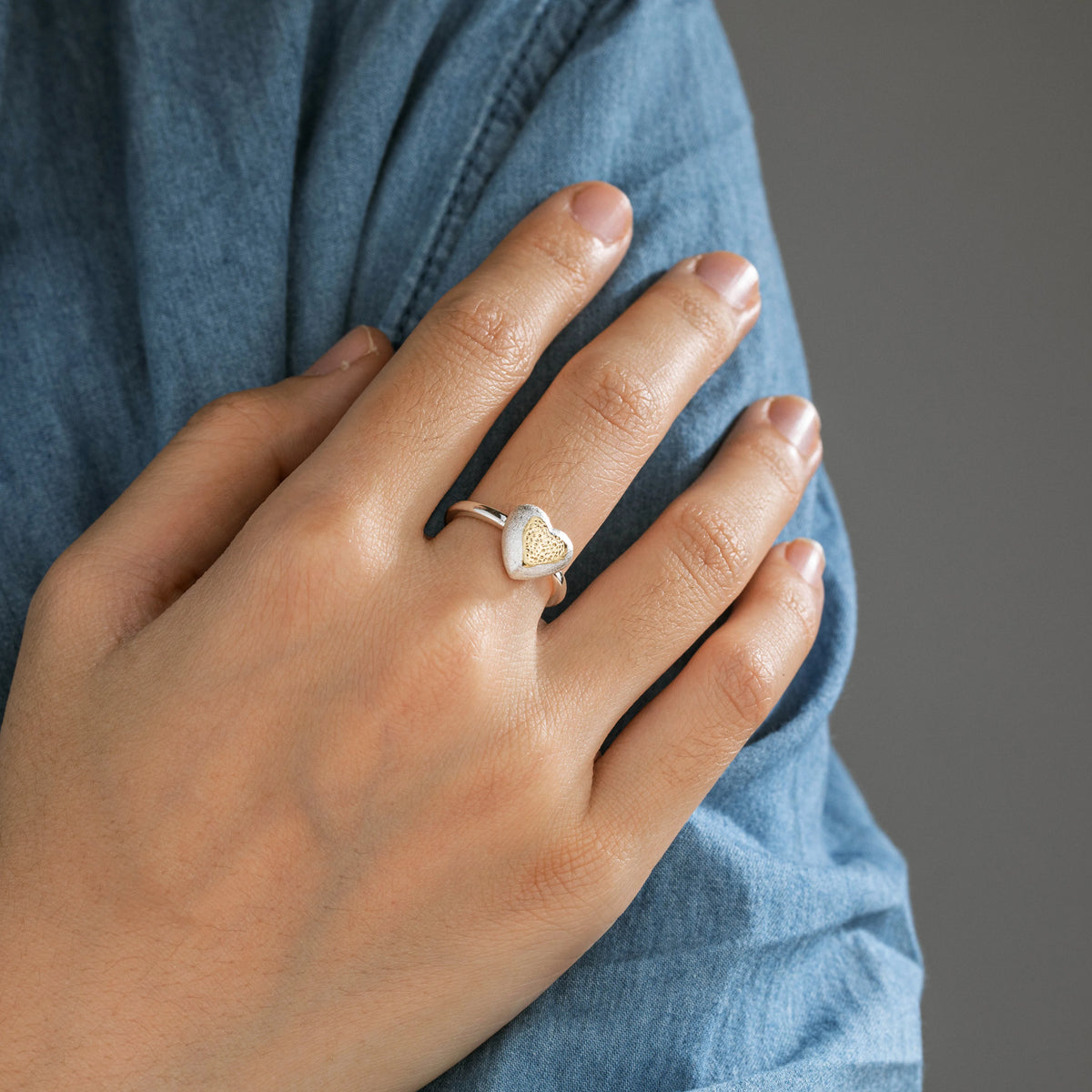 Two-Tone Brass Open Heart Rings | 2 Styles