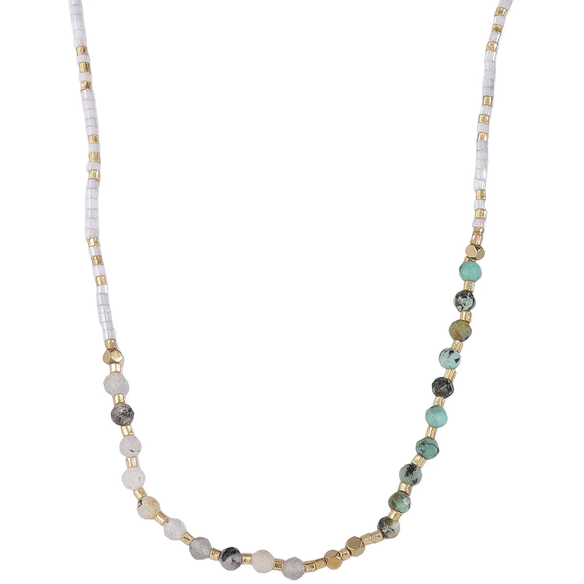 Two-Tone Natural Stone Bead Necklace Set | US JEWELRY WHOLESALE