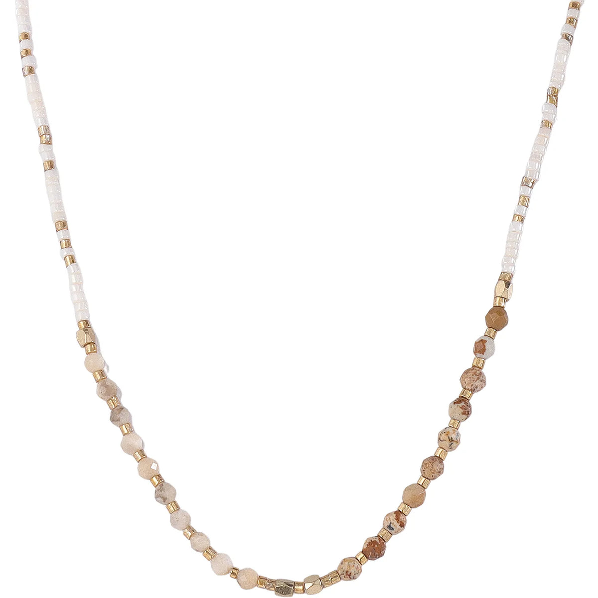 Two-Tone Natural Stone Bead Necklace Set | US JEWELRY WHOLESALE
