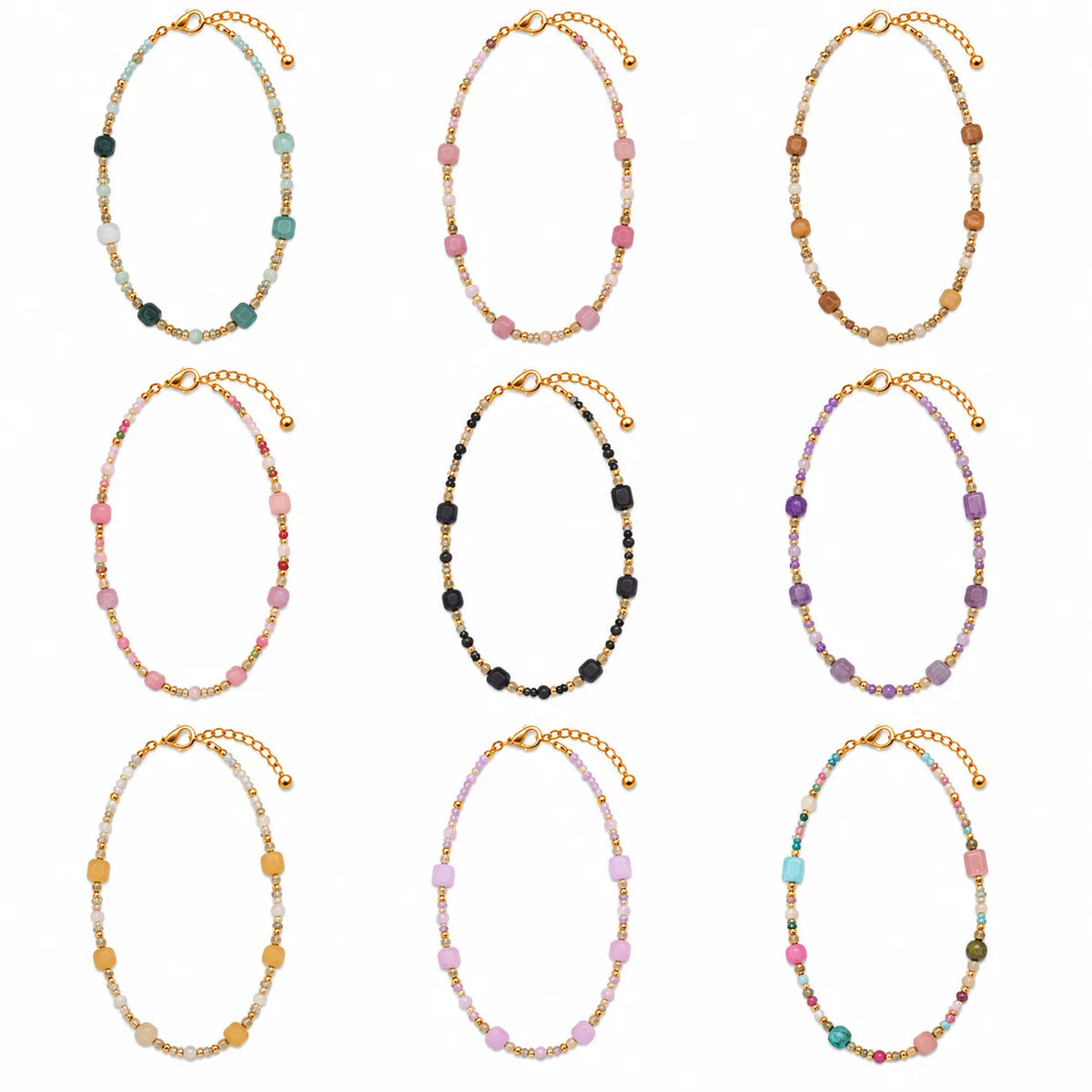 Wholesale Assorted Natural Stone Bead Necklace Collection | 9 Pcs