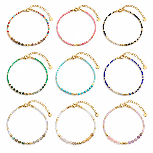Wholesale Natural Stone Bead Bracelet | 18K Gold PVD Steel Spacers