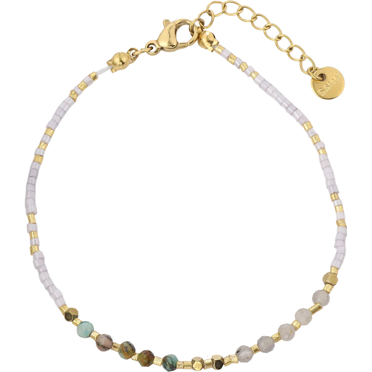 Wholesale Natural Stone Bead Bracelet | 18K Gold PVD Steel Spacers