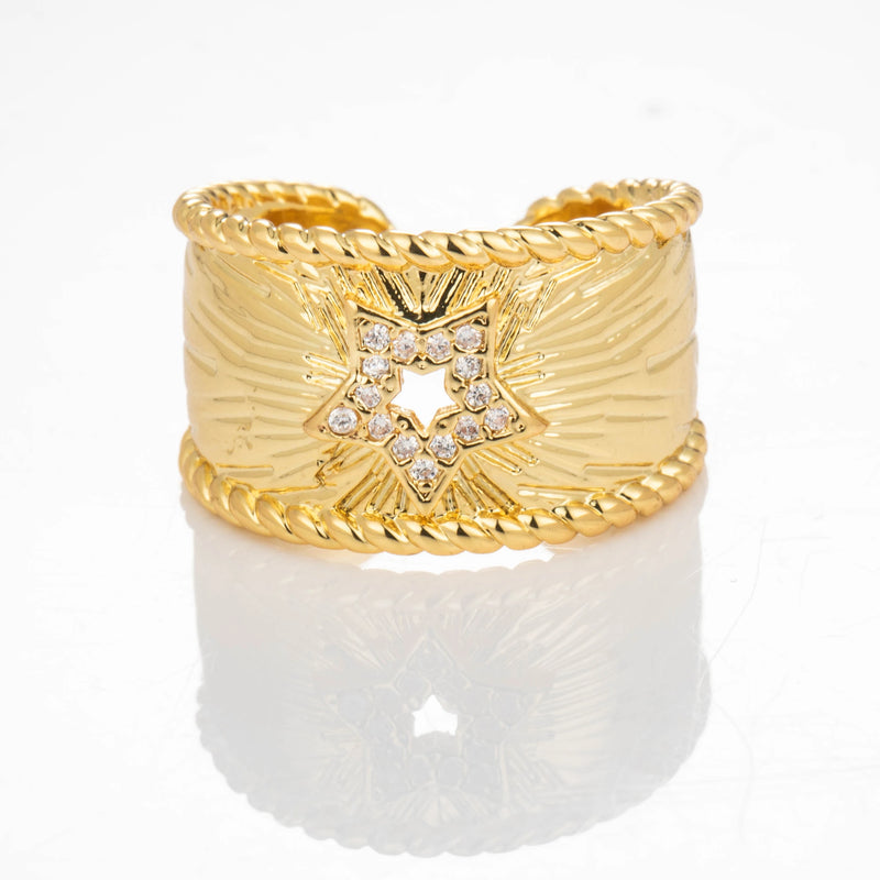 Gold-Plated Brass Wide Statement Open Rings – 6 Styles