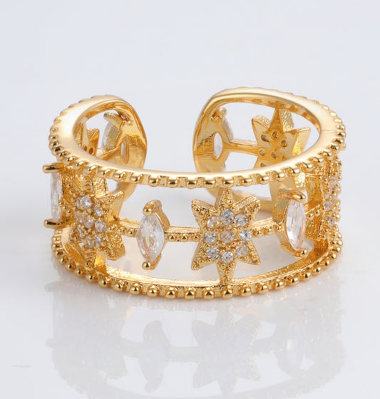 Celestial Cutout gold-plated brass ring