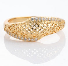 Diamond Lattice gold-plated brass ring