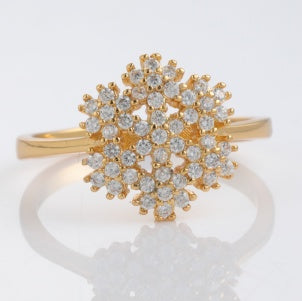 Crystal Bloom gold-plated brass ring