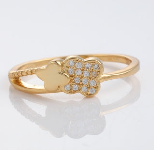 Clover gold-plated brass ring