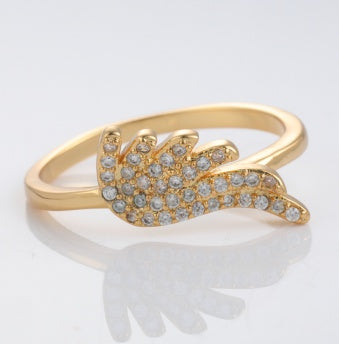 Leaf gold-plated brass ring