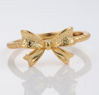 Bow gold-plated brass ring